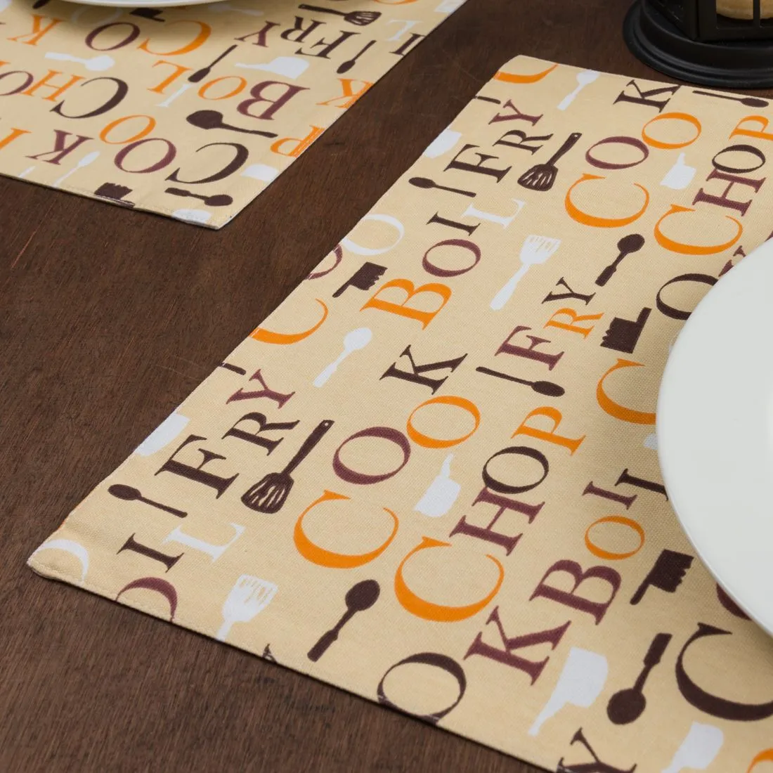 13 X 19 in. Chef Print Cotton Placemats 4/Pack (3 Colors)