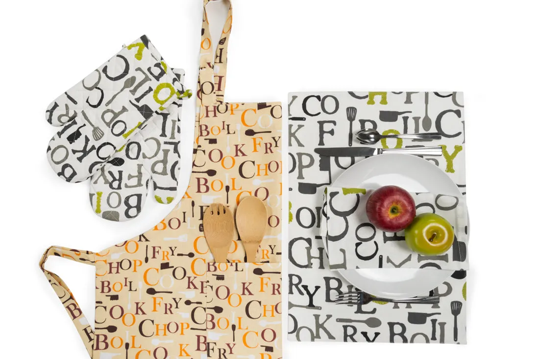 13 X 19 in. Chef Print Cotton Placemats 4/Pack (3 Colors)