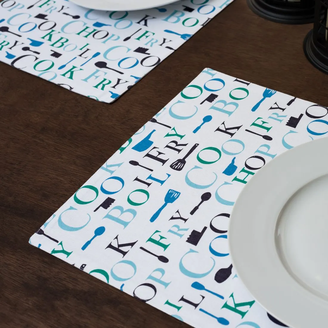 13 X 19 in. Chef Print Cotton Placemats 4/Pack (3 Colors)