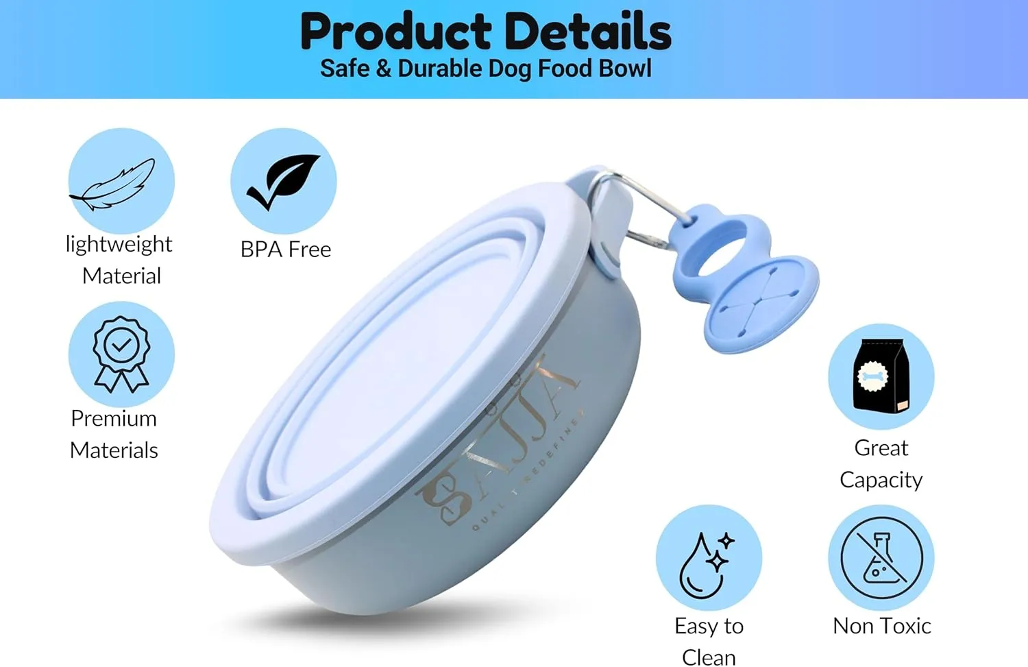 3-in-1 Insulated Stainless Steel Dog Travel Bowl with Collapsable Lid, Handle and Water Bottle Holder with Carabiner| BPA -Free | Non Slip Rubber Bottom| Portable, Great for Indoor & Outdoor