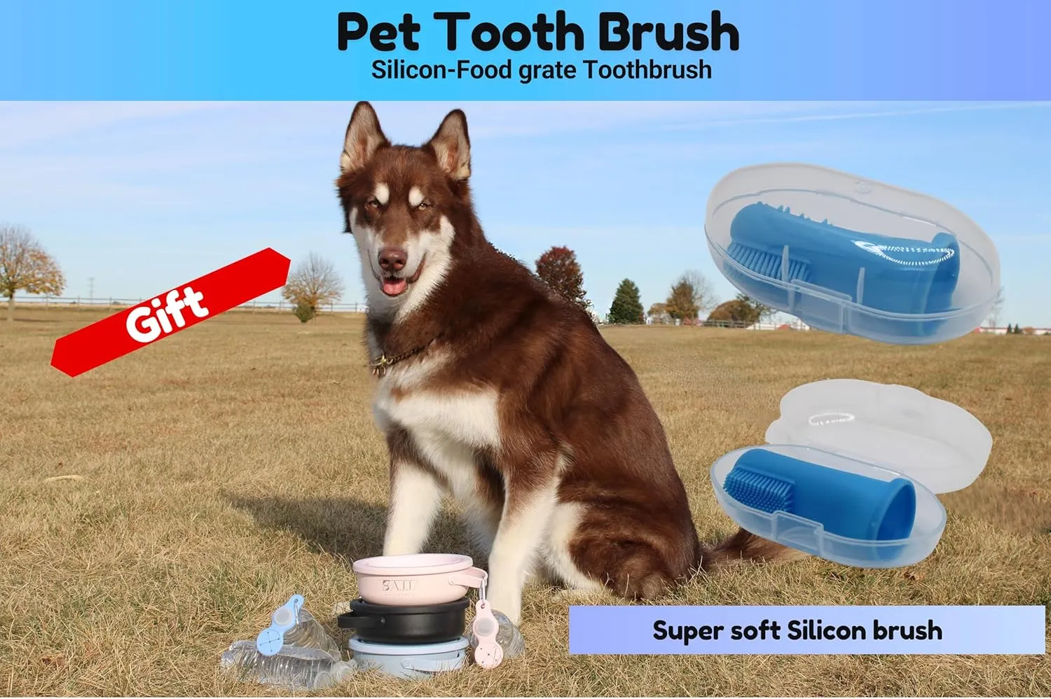 3-in-1 Insulated Stainless Steel Dog Travel Bowl with Collapsable Lid, Handle and Water Bottle Holder with Carabiner| BPA -Free | Non Slip Rubber Bottom| Portable, Great for Indoor & Outdoor
