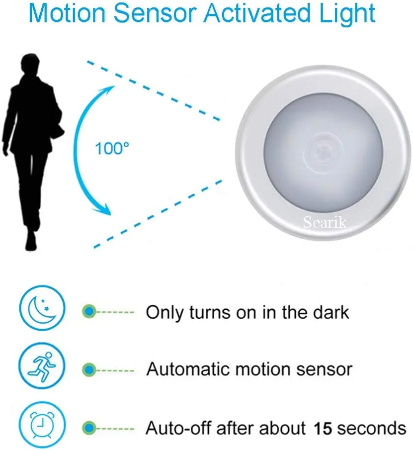 6 Pack Motion Sensor Lights Indoor, Magnetic Cordless Battery Powered LED Night Light Safe Lights Stair Closet Lights Under-Cabinet Lighting Stick Anywhere Lamp for Home Kitchen Cabinet Bathroom