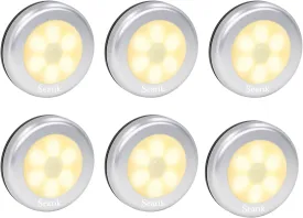 6 Pcs Motion Sensor Night Light Indoor, Cordless Battery Operated LED Night Light Step Lights Wireless Under Cabinet Lighting Safety Lamp for Bedroom Kitchen Stair Bathroom Closet Hallway Path
