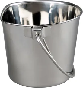 6 Quart Heavy Duty Stainless Steel Flat Side Bucket | Durable Food & Water Pail for Dogs, Cats, Kennels, Cages and Critter Crates | Multi-Purpose Bucket