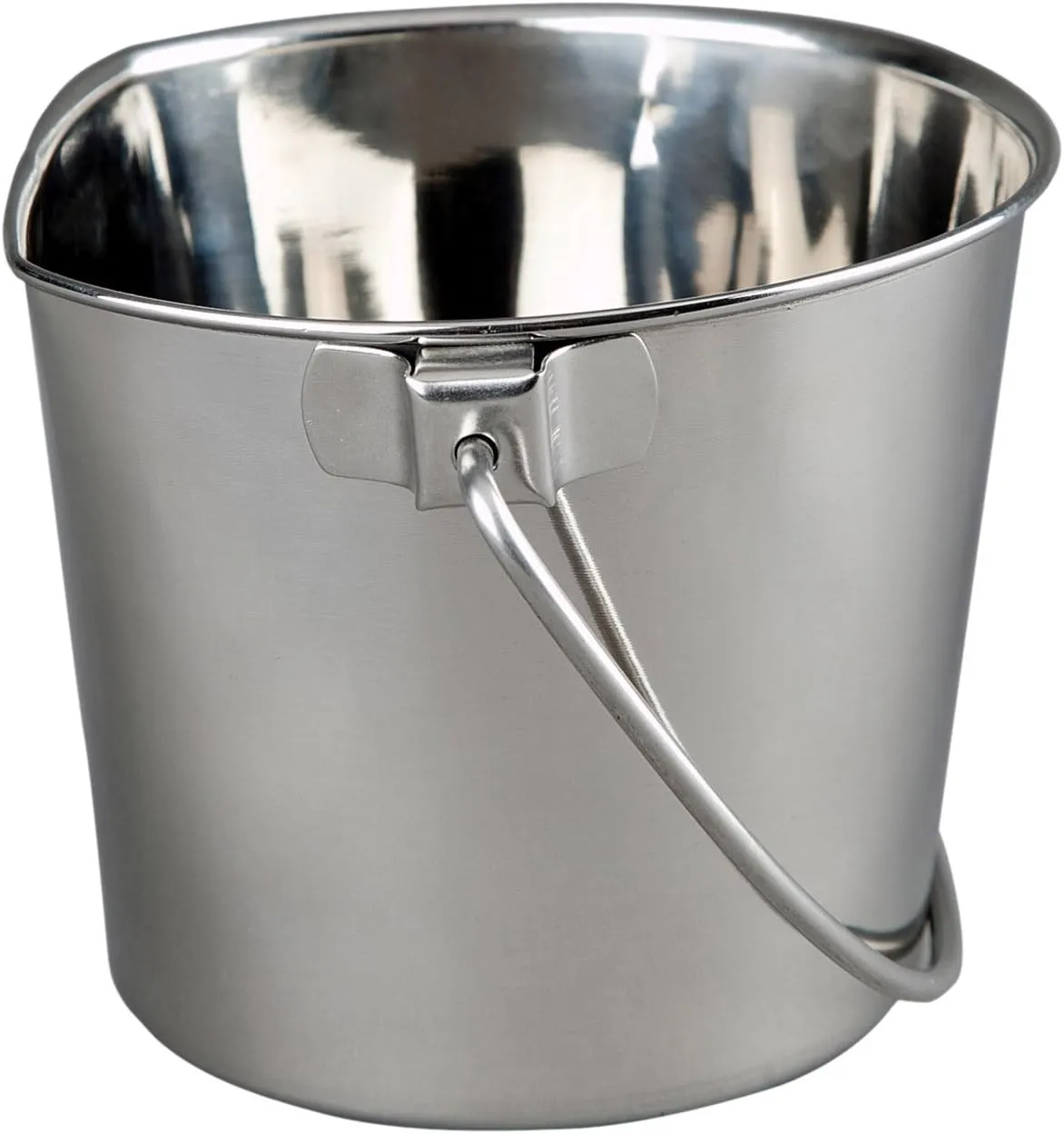 6 Quart Heavy Duty Stainless Steel Flat Side Bucket | Durable Food & Water Pail for Dogs, Cats, Kennels, Cages and Critter Crates | Multi-Purpose Bucket