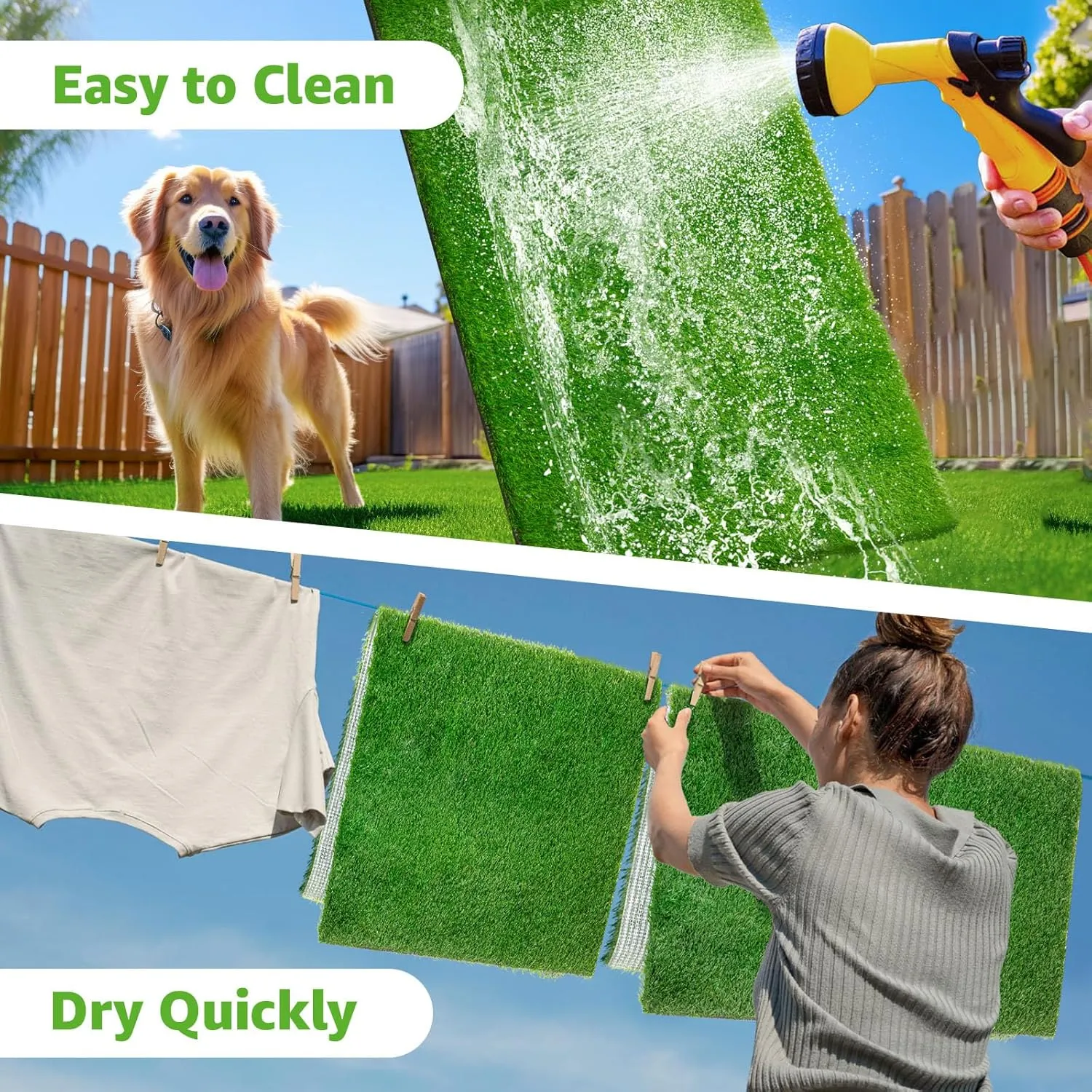 Artificial Dog Grass Pee Pad 20x 25 2 Pack, Washable Indoor Potty Training Replacement Turf for Puppy, Reusable Realistic Grass Mat for Dogs