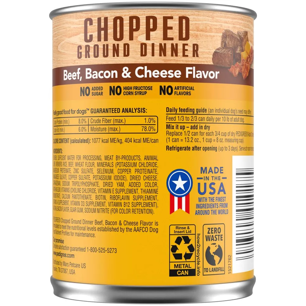 Beef, Cheese & Bacon Flavor Ground Wet Dog Food for Adult Dog, 13.2 Oz. Can