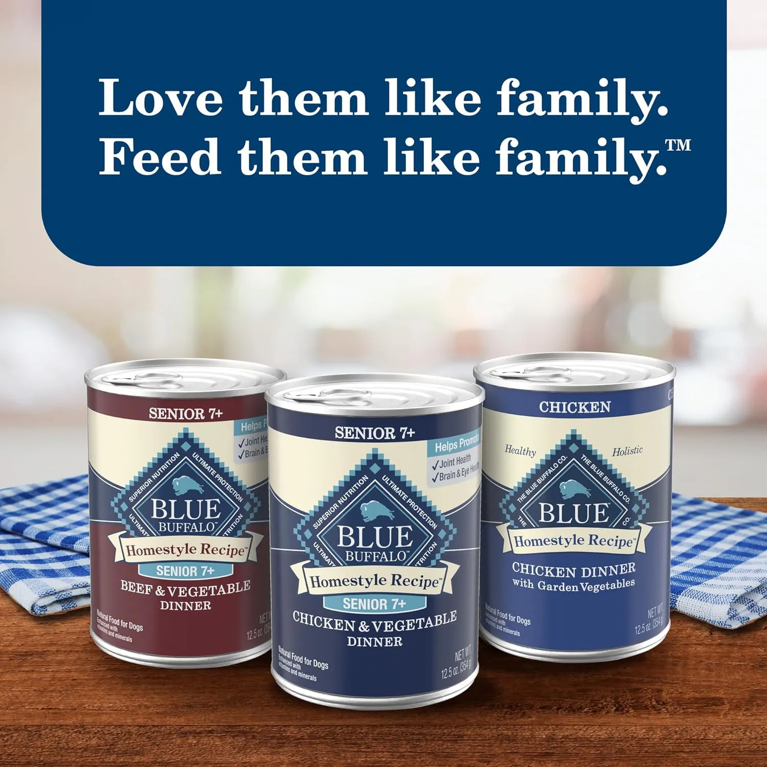 Blue Buffalo Homestyle Recipe Senior Wet Dog Food, Made with Natural Ingredients, Beef Dinner and Chicken Dinner, Variety Pack, (12.5-oz Cans, 3 of Each Flavor)
