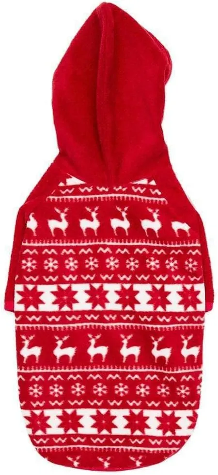 Blueberry Pet Warm Ugly Christmas Sweater - Holiday Reindeer & Snowflake Hoodie for Medium Dogs, 14" Back - Award-Winning Clothes, Perfect for Family Photos