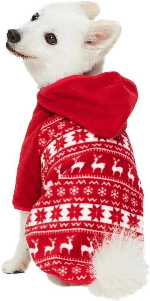 Blueberry Pet Warm Ugly Christmas Sweater - Holiday Reindeer & Snowflake Hoodie for Medium Dogs, 14" Back - Award-Winning Clothes, Perfect for Family Photos