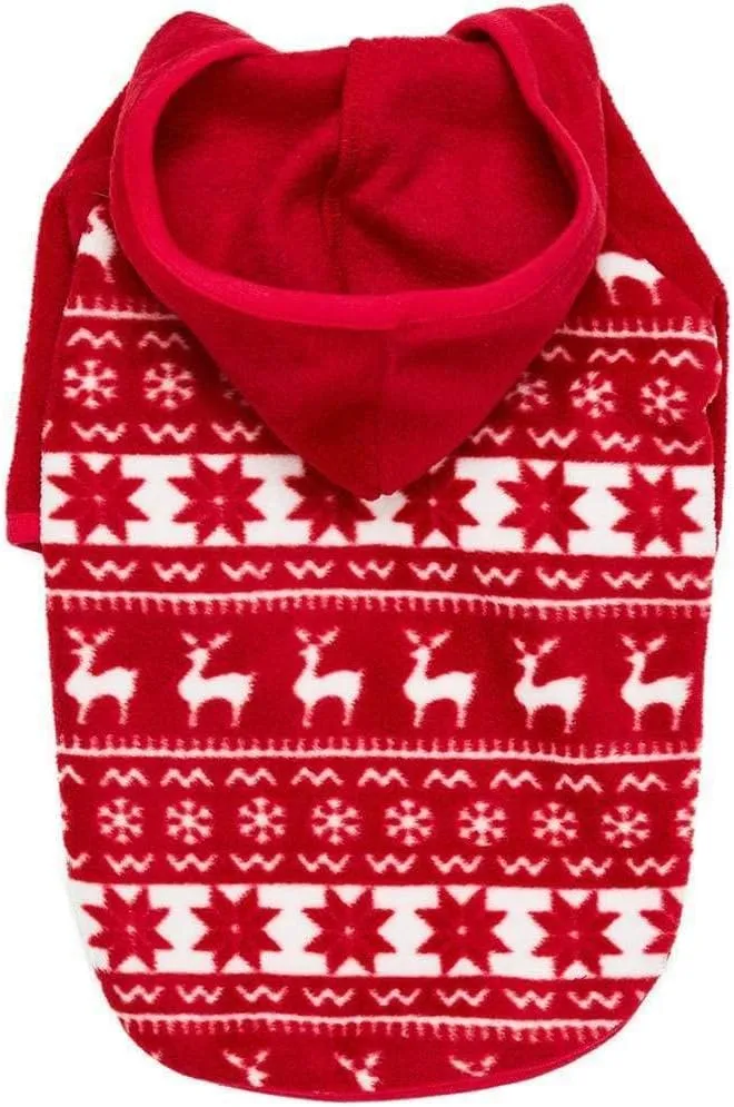 Blueberry Pet Warm Ugly Christmas Sweater - Holiday Reindeer & Snowflake Hoodie for Medium Dogs, 14" Back - Award-Winning Clothes, Perfect for Family Photos