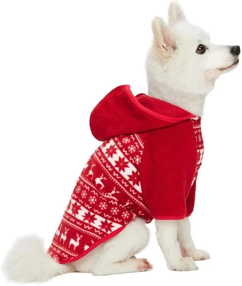 Blueberry Pet Warm Ugly Christmas Sweater - Holiday Reindeer & Snowflake Hoodie for Medium Dogs, 14" Back - Award-Winning Clothes, Perfect for Family Photos