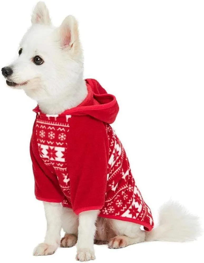 Blueberry Pet Warm Ugly Christmas Sweater - Holiday Reindeer & Snowflake Hoodie for Medium Dogs, 14" Back - Award-Winning Clothes, Perfect for Family Photos