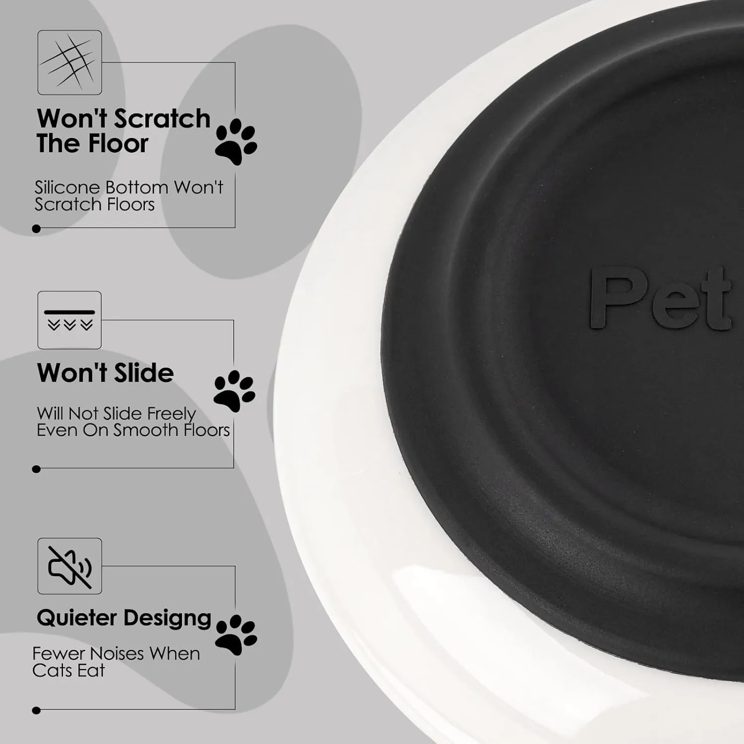 Cat Food Bowl,for Indoor Cats Ceramic Cat Bowls Set, Whisker Friendly Cat Dishes for Food and Water,5.91 Inch Shallow Kitten Feeding Plates, Cute Cat Bowl Set of 3 with Non-Slip Silicone Bottom