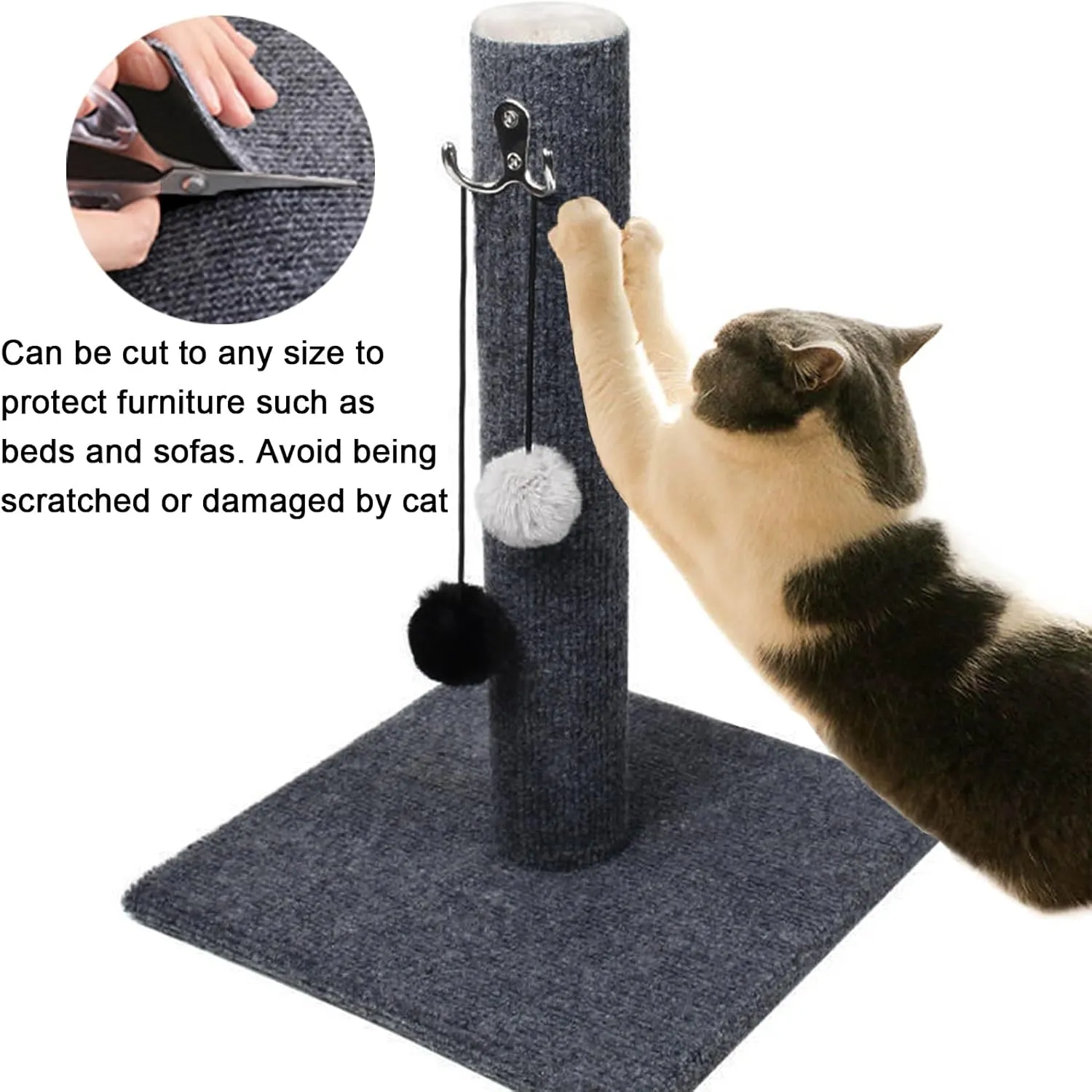 Cat Scratching Mat 11.8"x11.8" 2Pcs Cat Carpet Self-Adhesive Replacement Cat Wall Furniture Cat Scratch Furniture Protector Cat Couch Protector Cat Scratch Carpet (Grey)