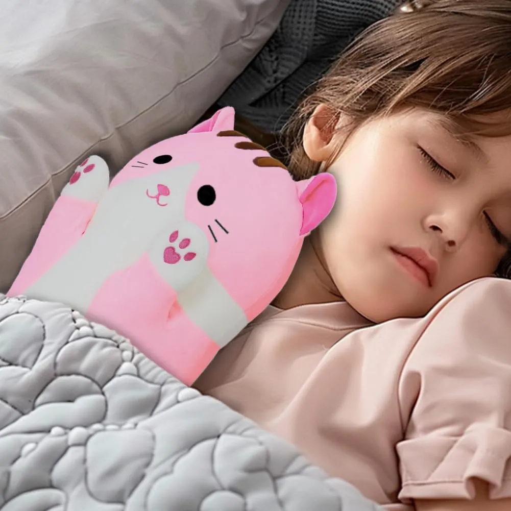 Cute Long Cat Plush Body Pillow, Kawaii Cat Plushie Toys Cuddle Cartoon Stuffed Animals Soft Kitten Throw Pillow Doll Gift for Kids Girls Boys (19.7", Pink)