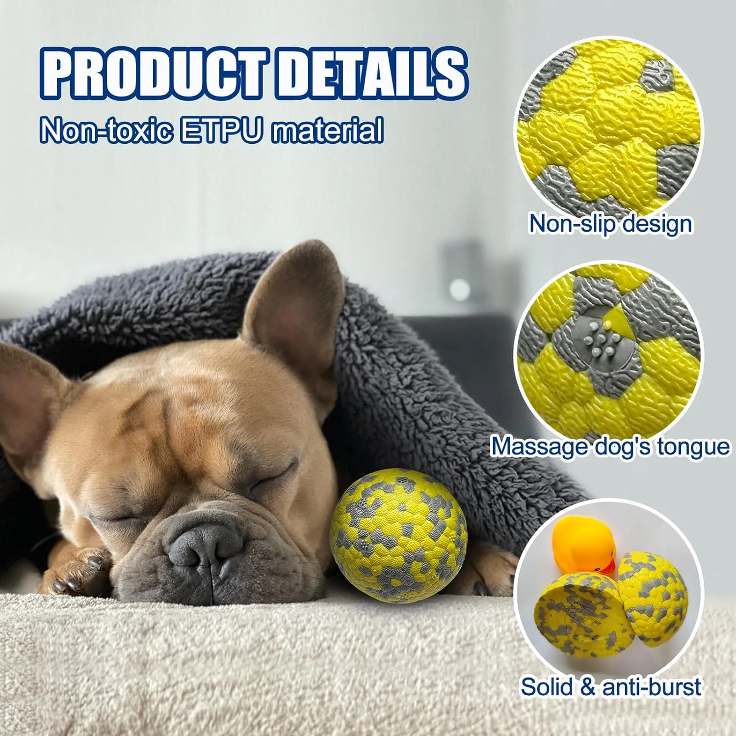 Dog Balls, Indestructible Tennis Balls for Dogs, Durable Bouncy Dog Toy Balls for Aggressive Chewers, Interactive Dog Toys for Fetch Game, Lightweight Floating Dog Toys