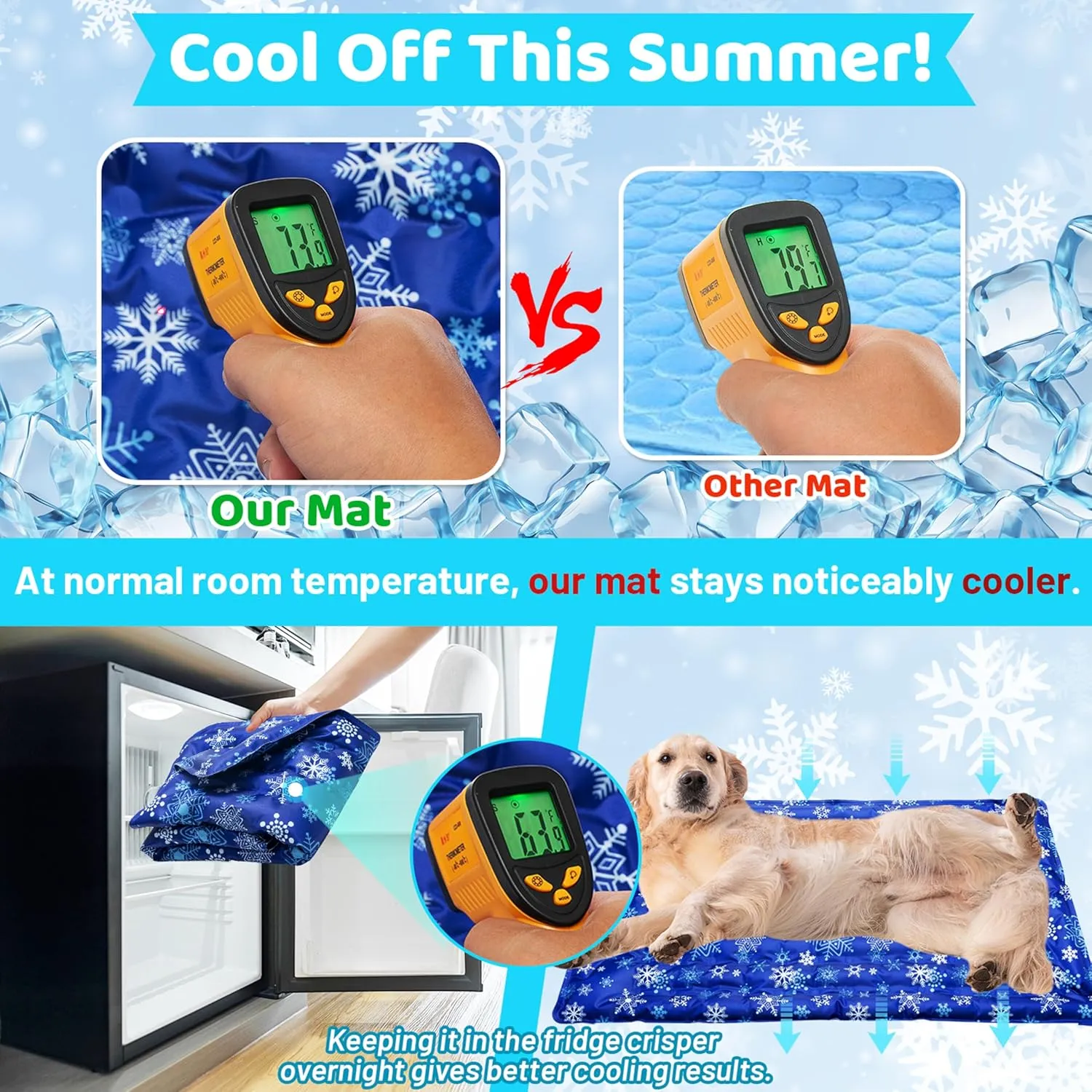 Dog Cooling Mat, Summer Self Cooling Pad for Small Medium Large Dogs, Waterproof Washable Reusable Pet Mat for Sleeping Relax Indoor & Outdoor (20"*23")