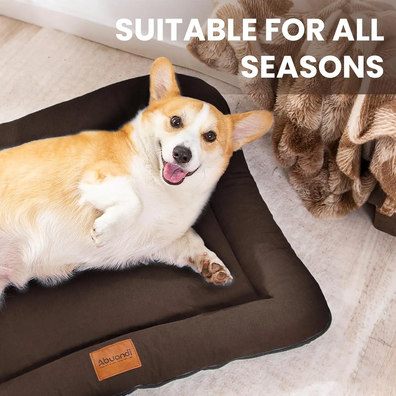 Dog Crate Bed Mat, Indestructible Dog Bed, Washable Chew Proof Cat Mat with Hidden Zipper & Anti-Slip Bottom for Large Medium Small Pet Cozy Sleeping