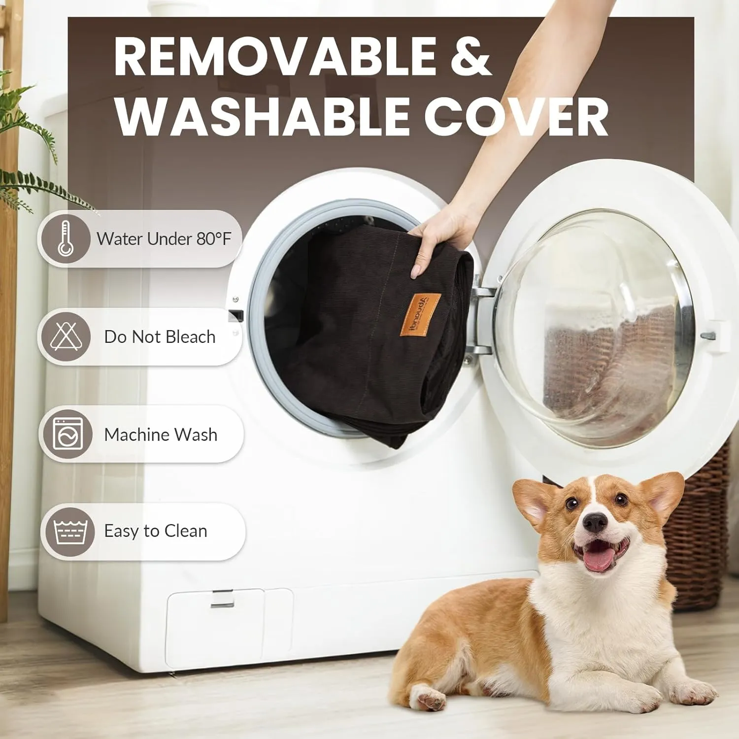 Dog Crate Bed Mat, Indestructible Dog Bed, Washable Chew Proof Cat Mat with Hidden Zipper & Anti-Slip Bottom for Large Medium Small Pet Cozy Sleeping