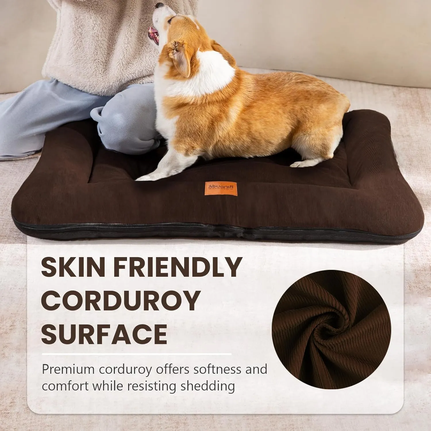 Dog Crate Bed Mat, Indestructible Dog Bed, Washable Chew Proof Cat Mat with Hidden Zipper & Anti-Slip Bottom for Large Medium Small Pet Cozy Sleeping