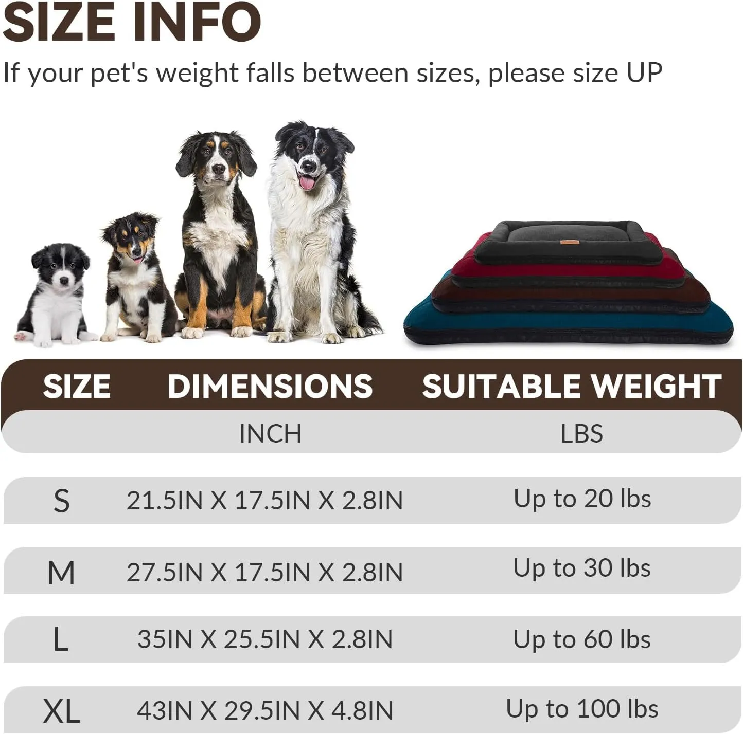 Dog Crate Bed Mat, Indestructible Dog Bed, Washable Chew Proof Cat Mat with Hidden Zipper & Anti-Slip Bottom for Large Medium Small Pet Cozy Sleeping