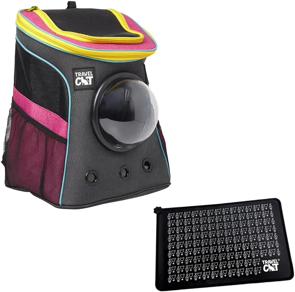 Fat Cat Backpack Carrier   Travel Cat Food Mat - Perfect Combo for Traveling and Feeding on The Go!