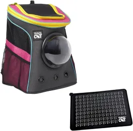 Fat Cat Backpack Carrier   Travel Cat Food Mat - Perfect Combo for Traveling and Feeding on The Go!
