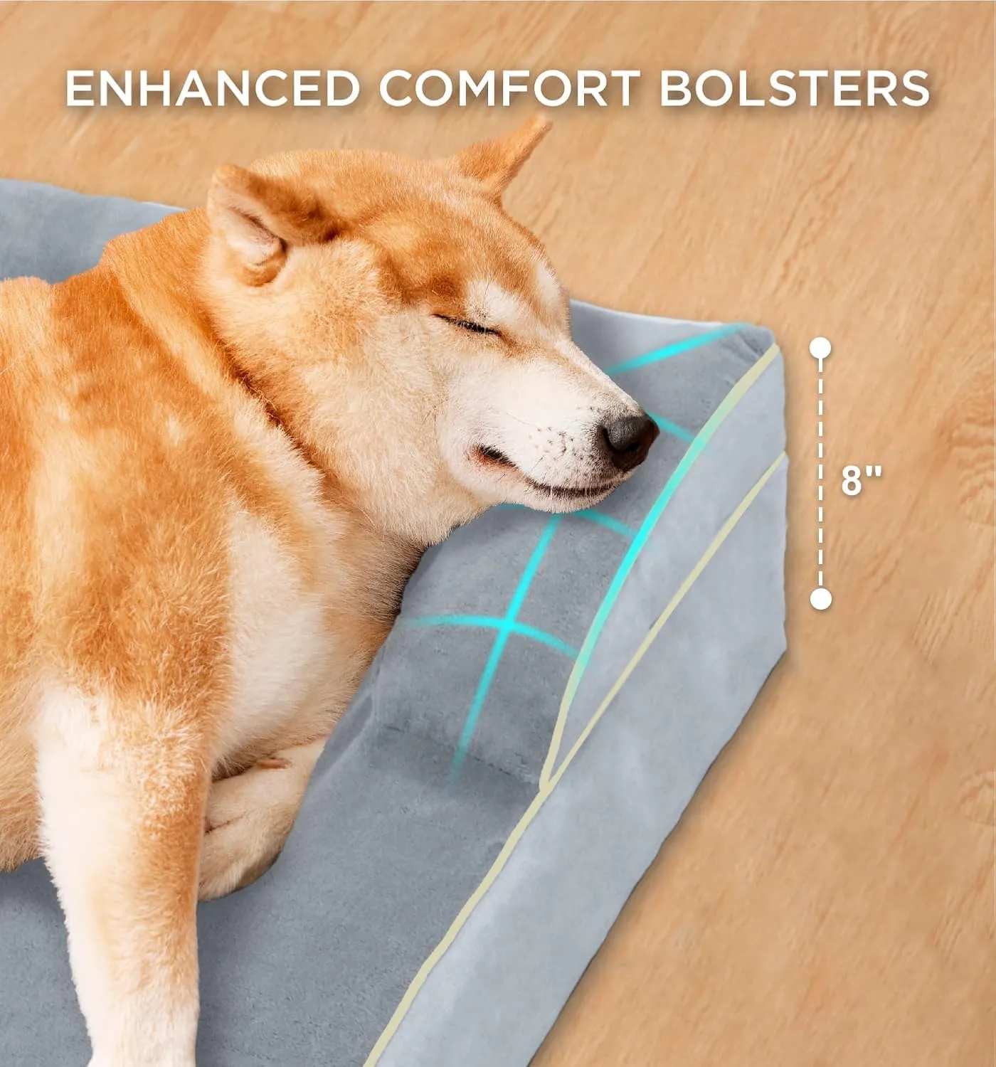 FERPOSH XXXL Dog Bed, Orthopedic Washable Dog Bed, Pet Sofa Bed with Removable Washable Cover, Egg Foam Support, Non Slip Bottom Dog Bed, Dog Sofa Bed, Extra Large Dog Bed, 52" x 41", Grey
