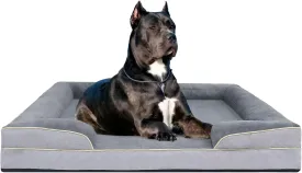 FERPOSH XXXL Dog Bed, Orthopedic Washable Dog Bed, Pet Sofa Bed with Removable Washable Cover, Egg Foam Support, Non Slip Bottom Dog Bed, Dog Sofa Bed, Extra Large Dog Bed, 52" x 41", Grey
