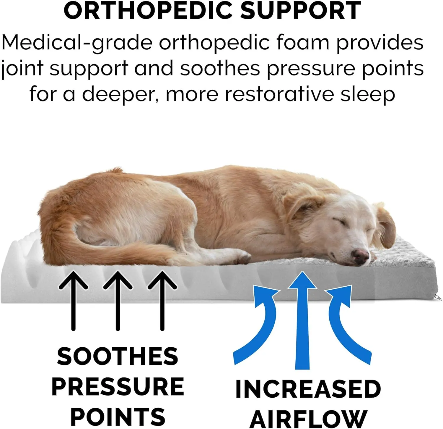 Furhaven Orthopedic Dog Bed for Large/Medium Dogs w/ Removable Washable Cover, For Dogs Up to 55 lbs - Ultra Plush Faux Fur & Suede Mattress - Gray, Large