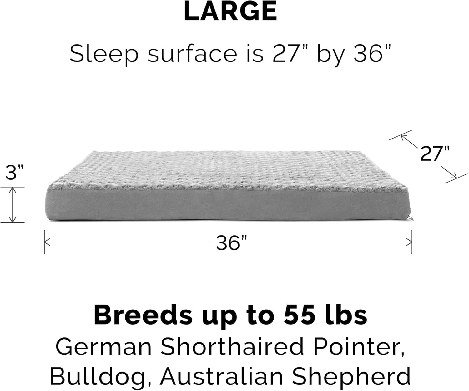 Furhaven Orthopedic Dog Bed for Large/Medium Dogs w/ Removable Washable Cover, For Dogs Up to 55 lbs - Ultra Plush Faux Fur & Suede Mattress - Gray, Large