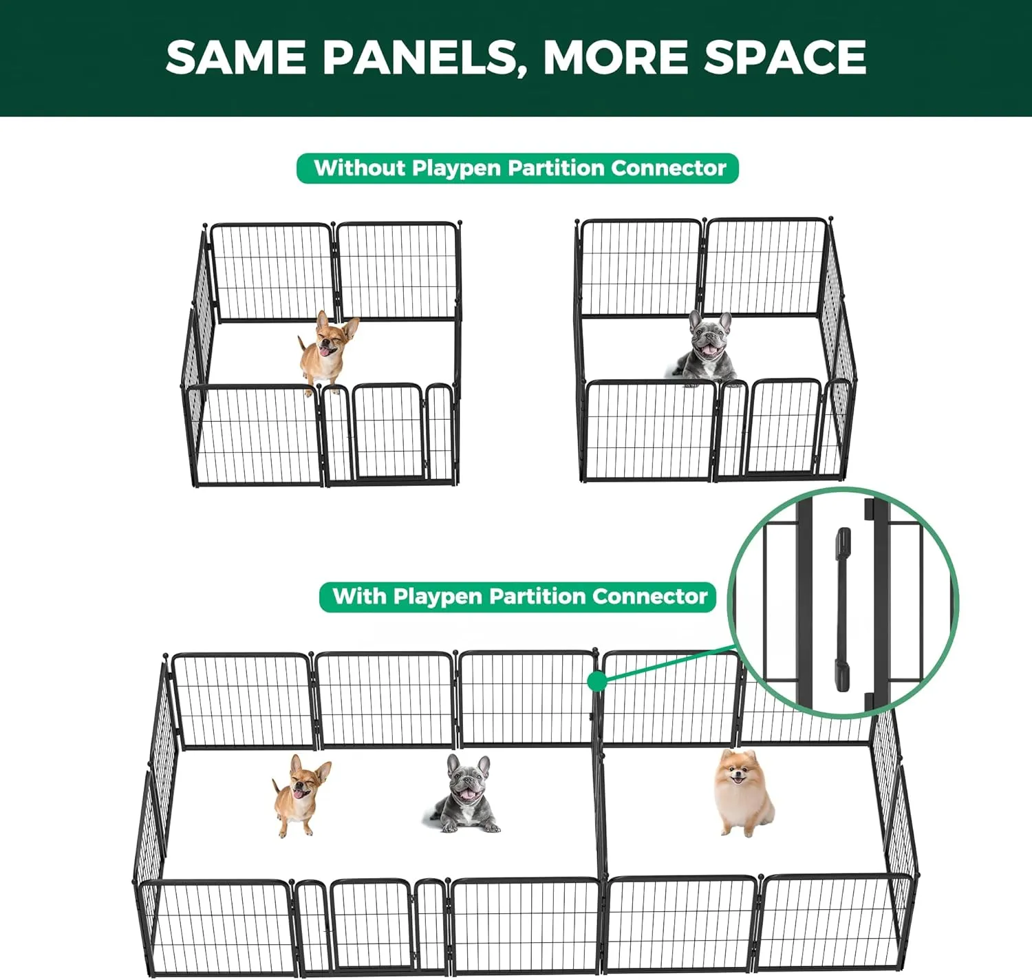 FXW Playpen Connector (Pack of 2), Playpen Accessories Only Dog Playpen, Designed for 24" Height Homeplus/Rollick/Instant Playpen (Playpen Not Included)