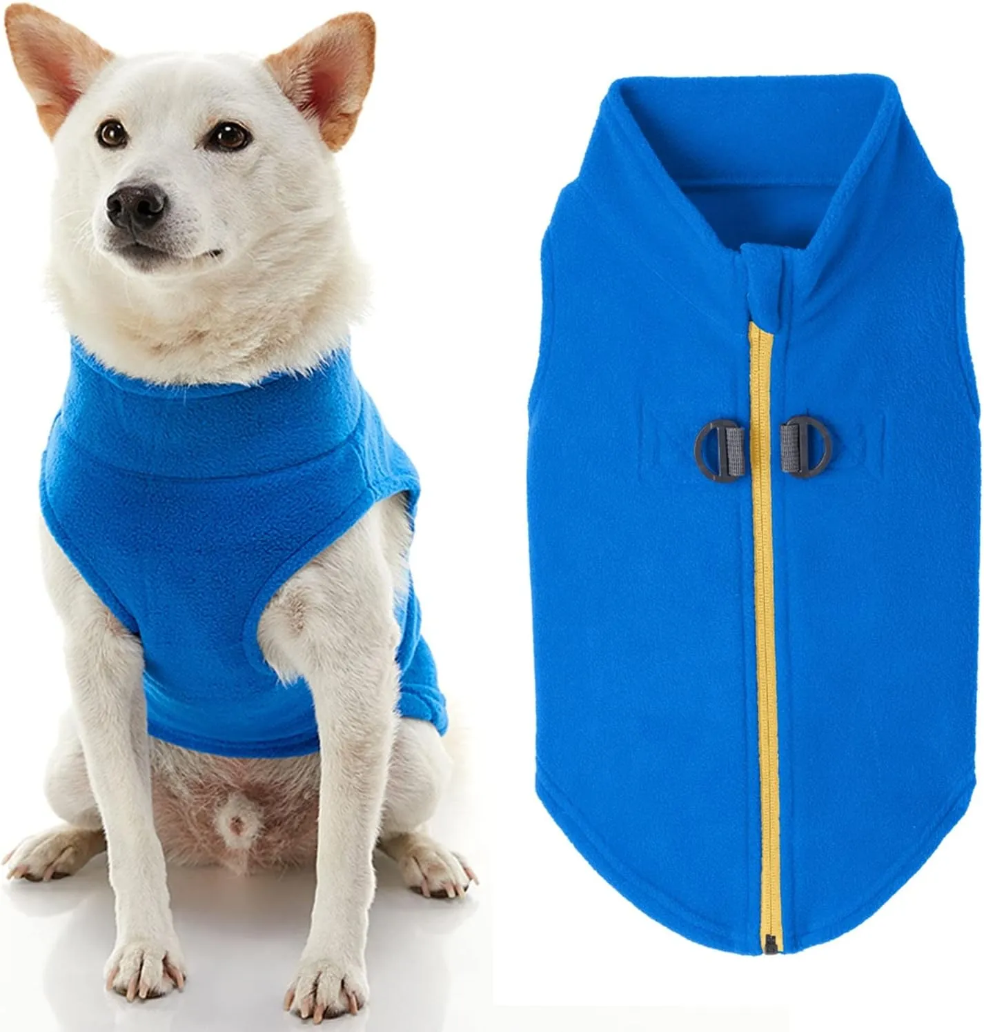 Gooby - Zip Up Fleece Vest, Fleece Jacket Sweater with Zipper Closure and Leash Ring, Blue, Large