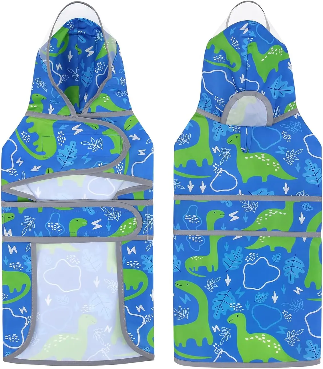 HDE Dog Raincoat with Clear Hood Rain Jacket Poncho for Small Medium Large Dogs Dinosaurs - M