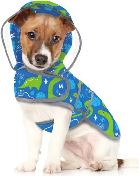 HDE Dog Raincoat with Clear Hood Rain Jacket Poncho for Small Medium Large Dogs Dinosaurs - M