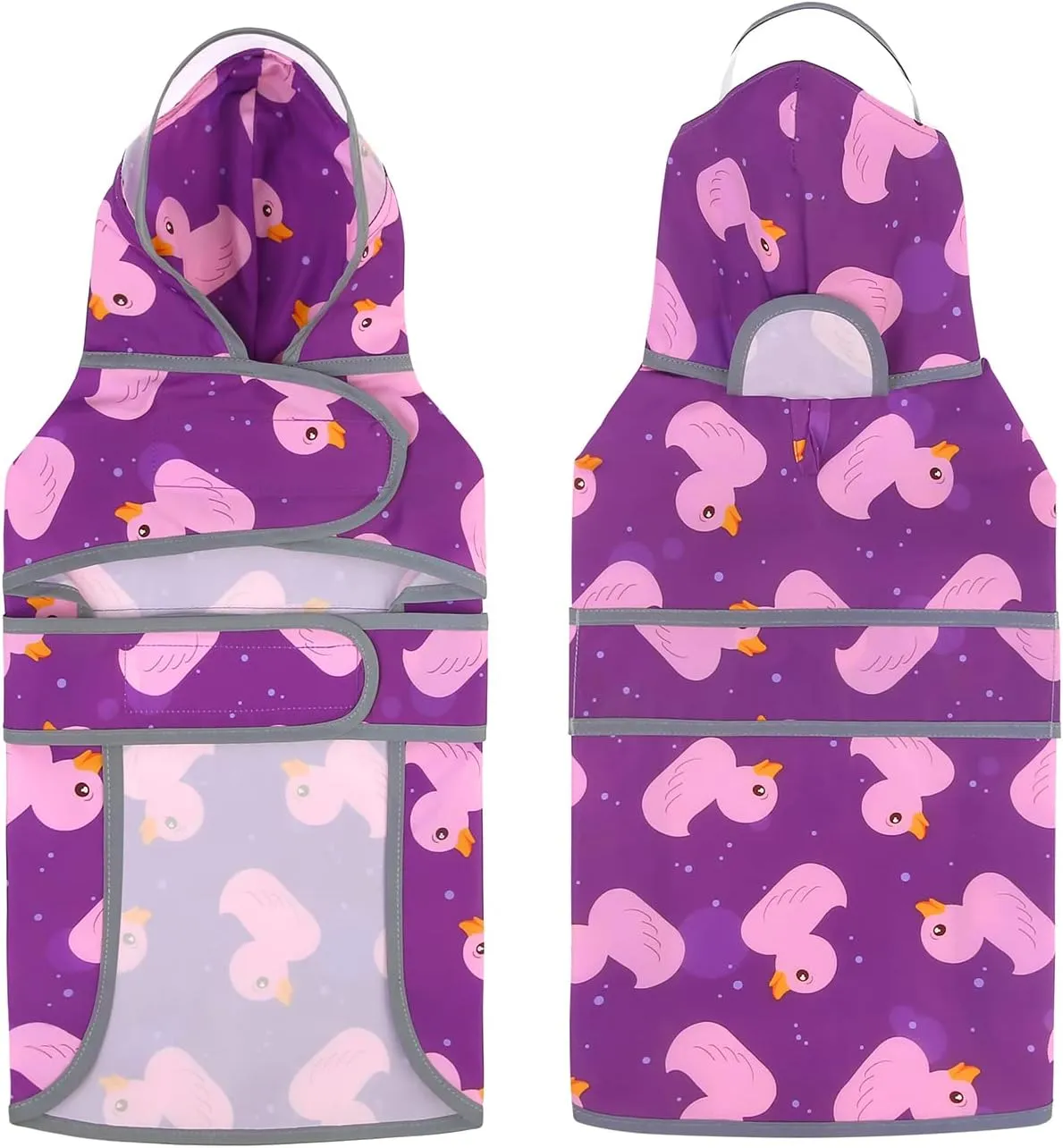 HDE Dog Raincoat with Clear Hood Rain Jacket Poncho for Small Medium Large Dogs Ducks Purple - M