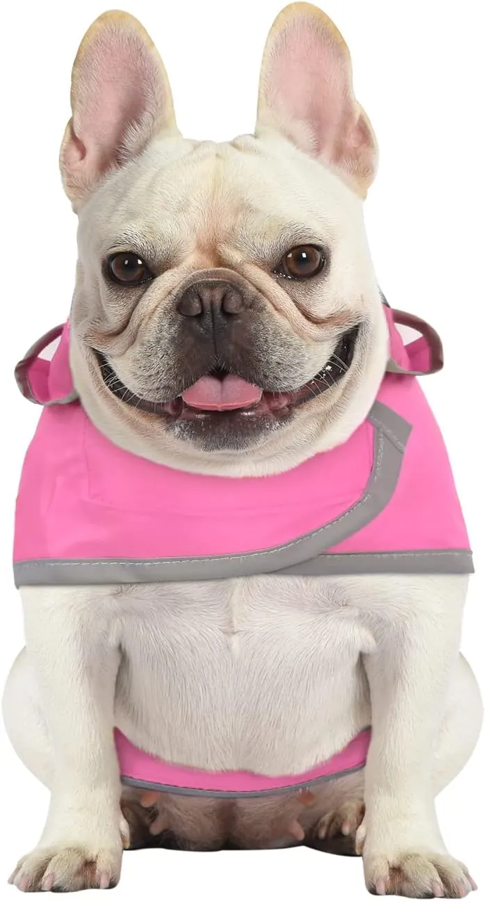 HDE Dog Raincoat with Clear Hood Rain Jacket Poncho for Small Medium Large Dogs Pink - M