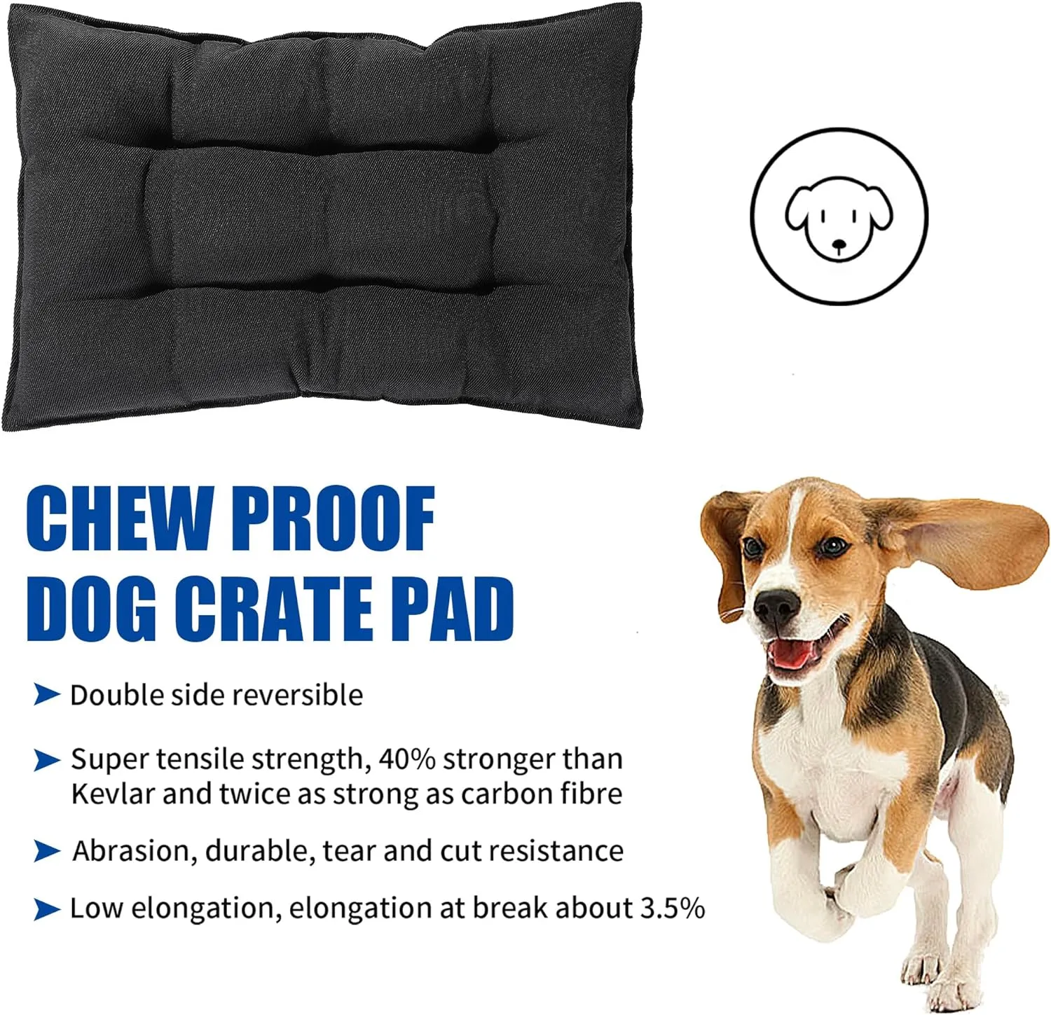 HOMBYS Chew Proof Dog Bed for Teething Puppy, Indestructible Durable and Water Resistant Crate Pad Mat for Aggressive Chewers, Kennel Pad for Medium Dogs Cages (Small(29" L x 18" W))