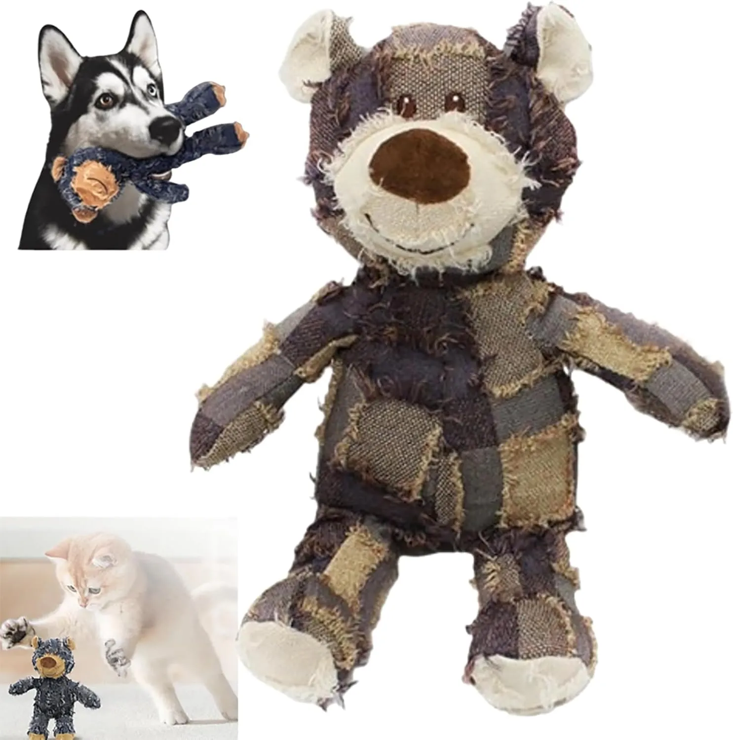 Indestructible Robust Bear, 2024 New Dog Companion for Heavy Chewers Robust Bear Toys for Aggressive Chewers Dogs, Squeaky Plush Interactive Dog Toys for Small Large Dogs (Dark Purple, Large)