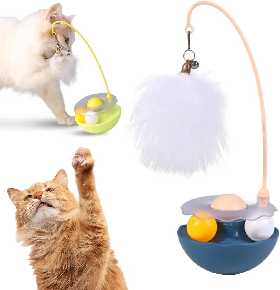 Interactive Cat Feather Toys, 2025 Upgraded Interactive Cat Toys for Indoor Cats, Teaser Catnip Toy for Kitten Cats (Blue)