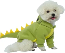 LeLePet Dinosaur Costume - Small Dog Halloween Costume, Warm Fleece Hoodie for Small Dogs, Thick Sweatshirt, French Bulldog, Beagle, Lab, Dachshund, Greyhound, Pitbull, Green XS-2XL