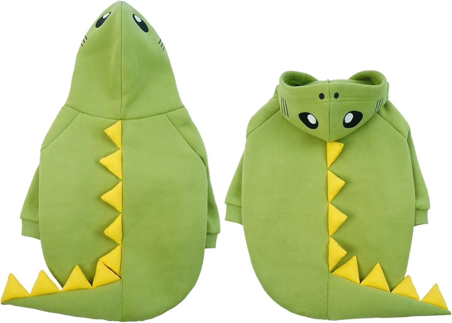 LeLePet Dinosaur Costume - Small Dog Halloween Costume, Warm Fleece Hoodie for Small Dogs, Thick Sweatshirt, French Bulldog, Beagle, Lab, Dachshund, Greyhound, Pitbull, Green XS-2XL