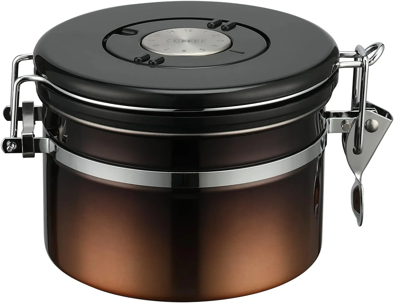 malmo Coffee Canister, Airtight Coffee Container with Date Tracker Lid, Stainless Steel Canister for Kitchen Food Storage, Black Copper Gradient