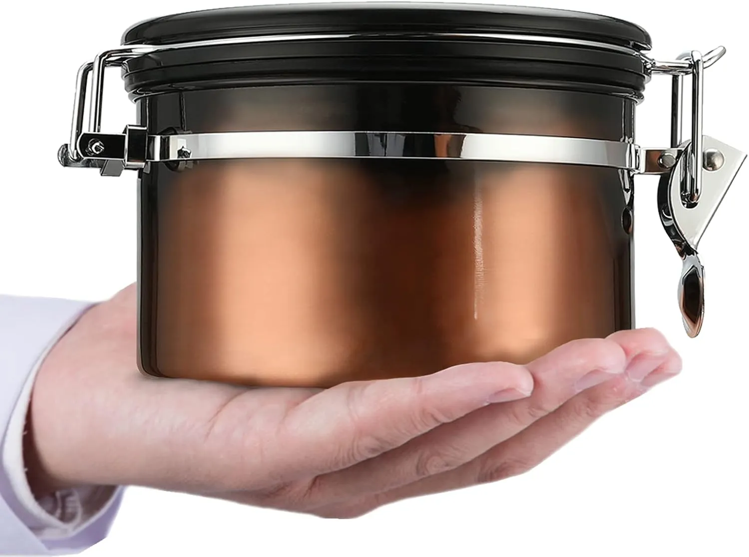 malmo Coffee Canister, Airtight Coffee Container with Date Tracker Lid, Stainless Steel Canister for Kitchen Food Storage, Black Copper Gradient
