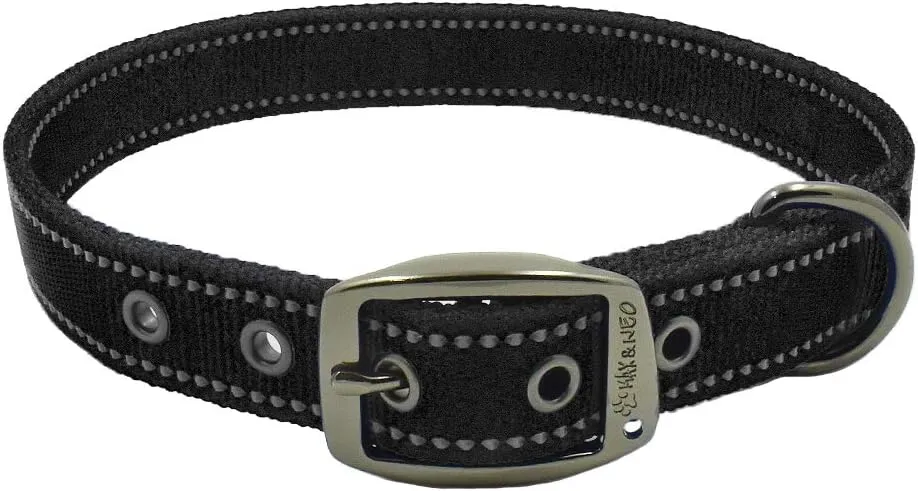 Max and Neo MAX Reflective Metal Buckle Dog Collar - We Donate a Collar to a Dog Rescue for Every Collar Sold (Medium, Black)
