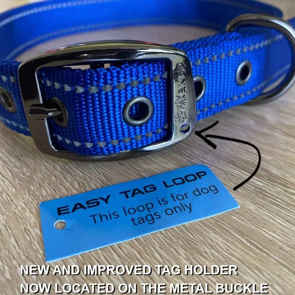 Max and Neo MAX Reflective Metal Buckle Dog Collar - We Donate a Collar to a Dog Rescue for Every Collar Sold (Medium, Black)