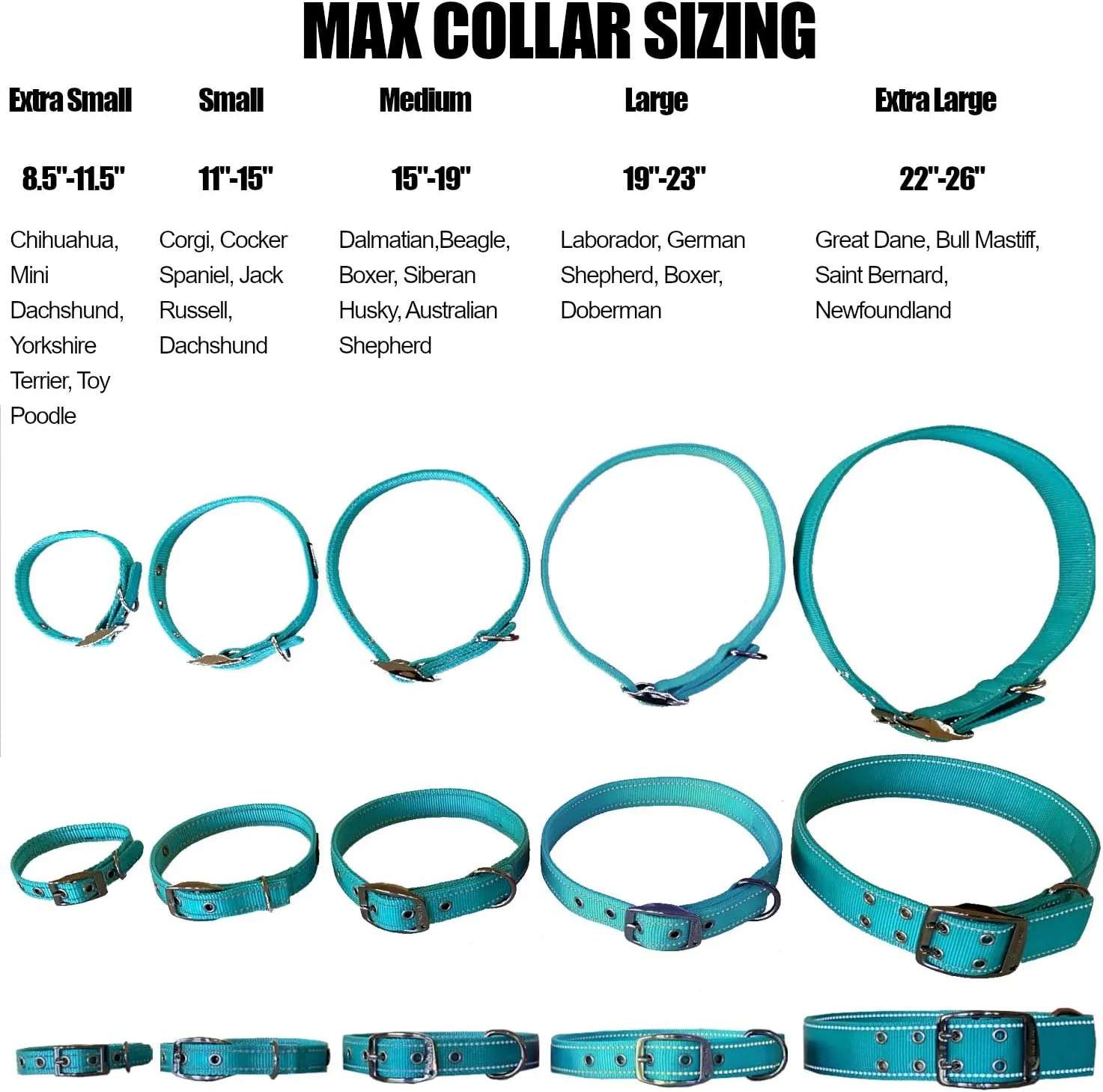 Max and Neo MAX Reflective Metal Buckle Dog Collar - We Donate a Collar to a Dog Rescue for Every Collar Sold (Medium, Black)