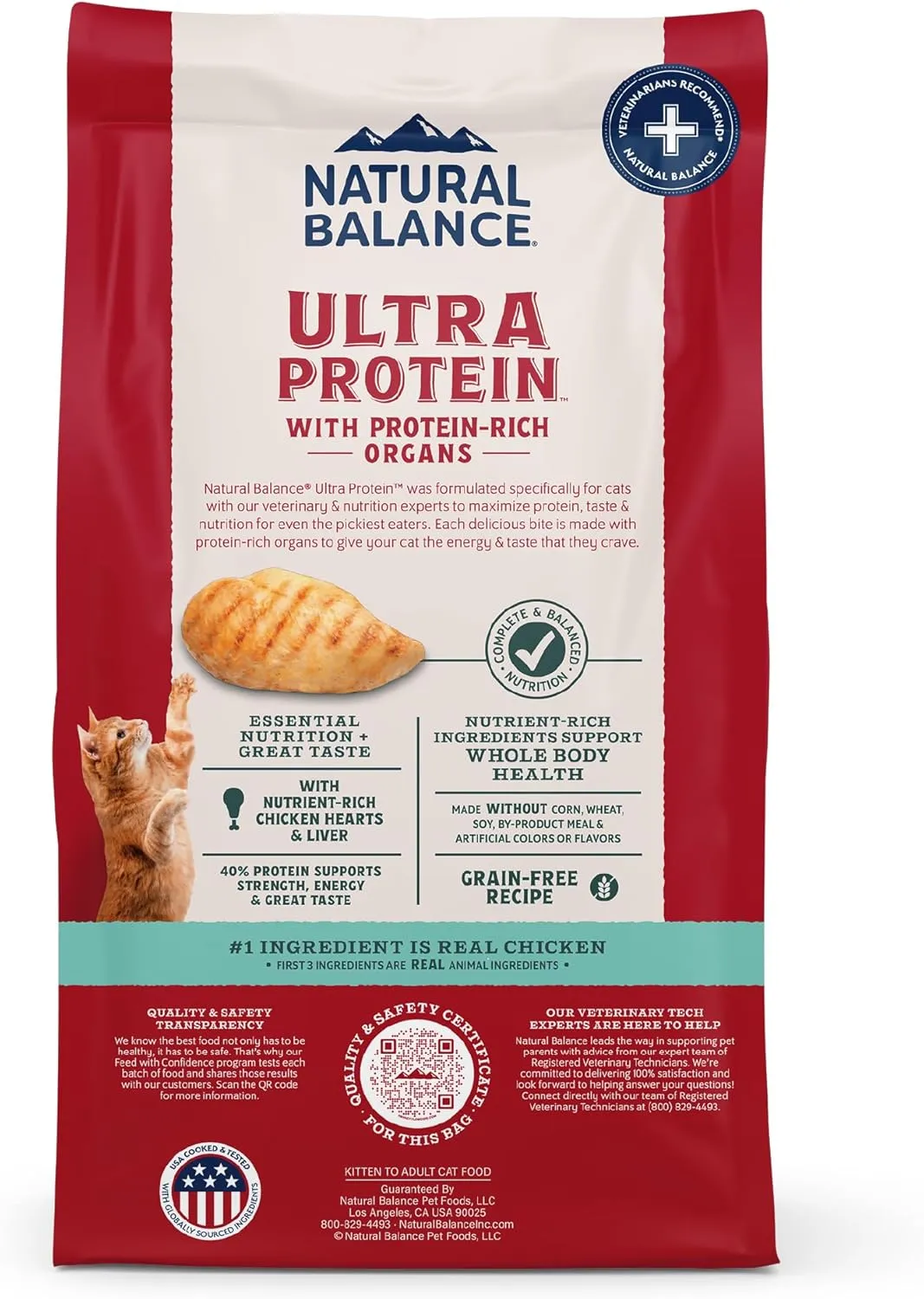 Natural Balance Ultra Protein Dry Cat Food, Real Chicken & Chicken Meal Recipe with Protein-Rich Organs - 3 lbs.