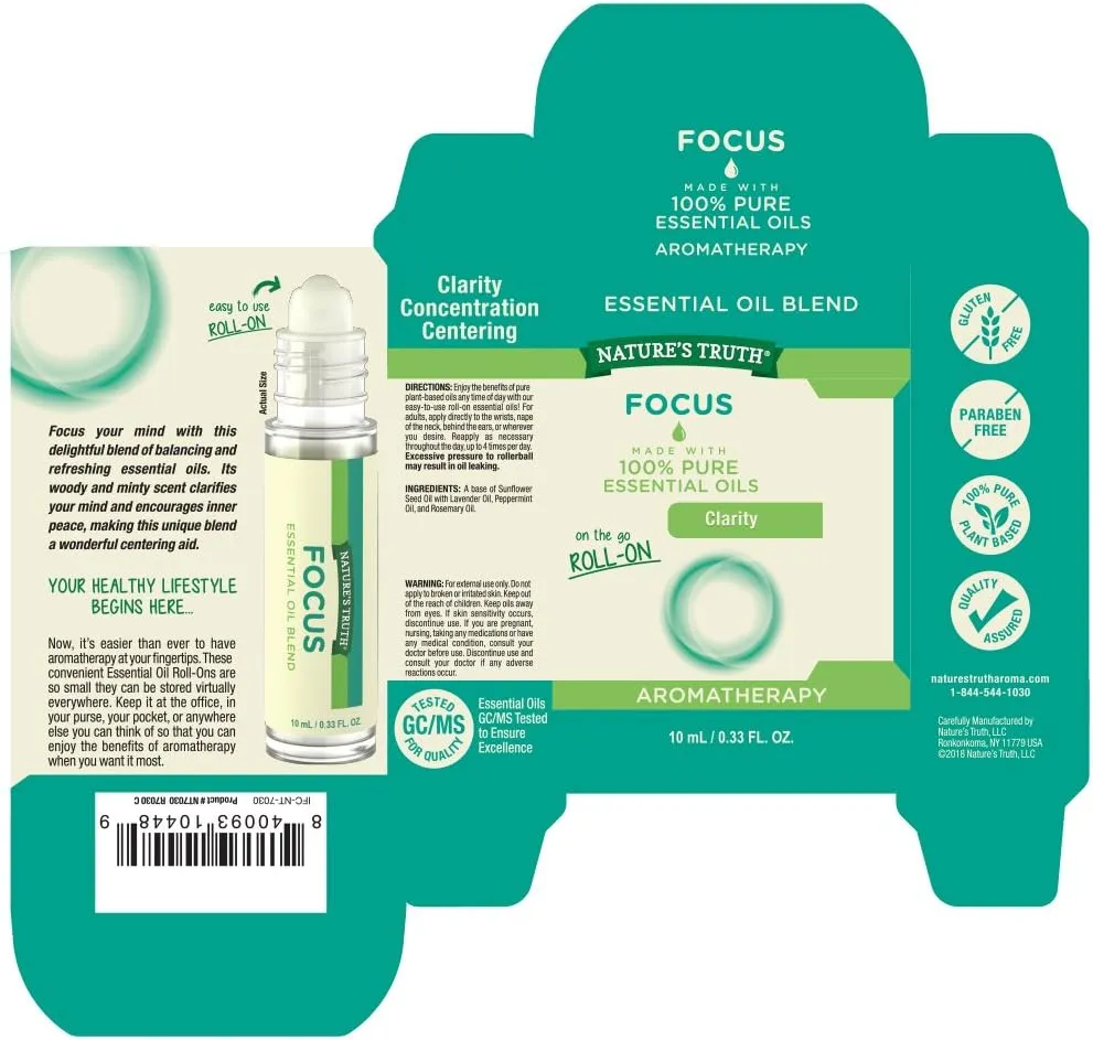 Nature's Truth Essential Oil Roll-On Blend, Focus, 0.33 Fluid Ounce